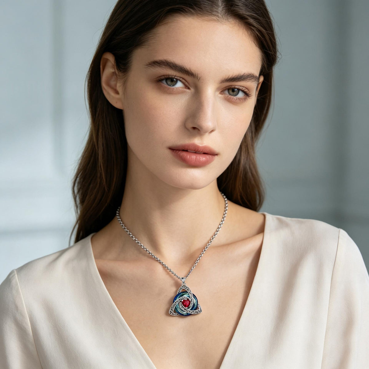 Witch-Knot Birthstone Necklace — Crystal Heart Pendant