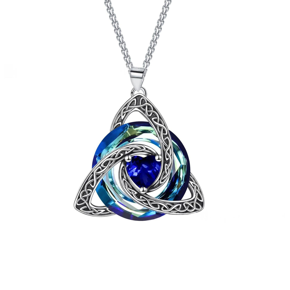 Witch-Knot Birthstone Necklace — Crystal Heart Pendant