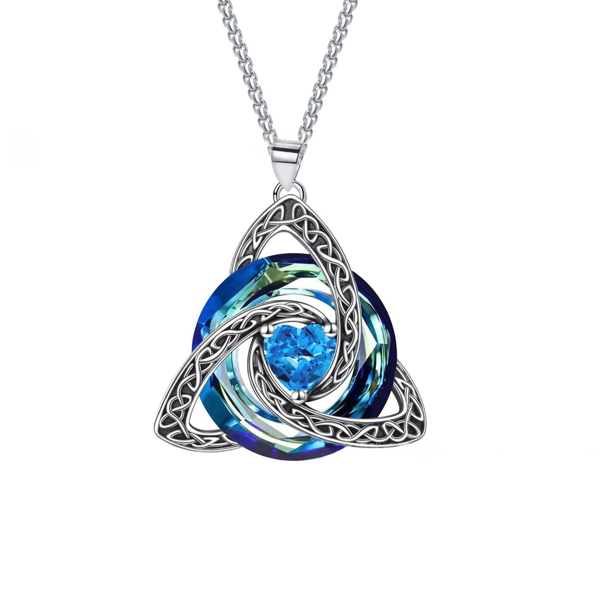 Witch-Knot Birthstone Necklace — Crystal Heart Pendant