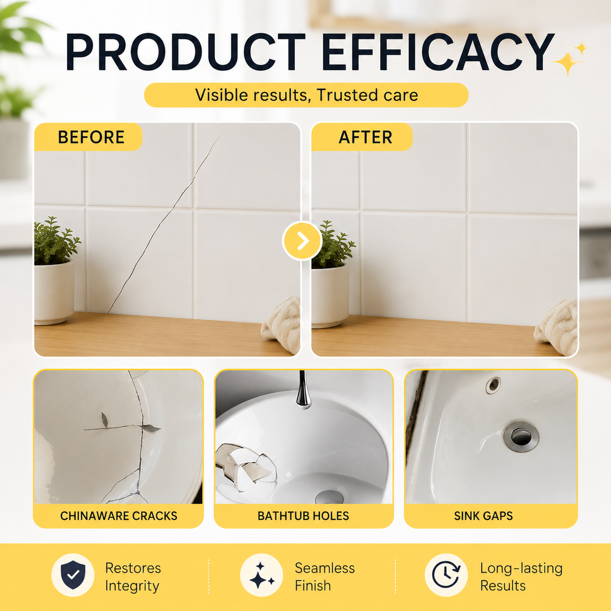Tile & Stone Crack Repair Gel — Waterproof Ceramic Filler Kit (8 Colors)