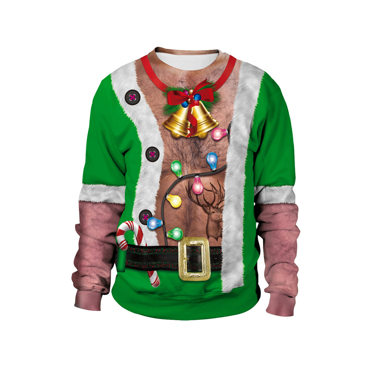 Ugly Christmas sweater, Santa Suit Green design