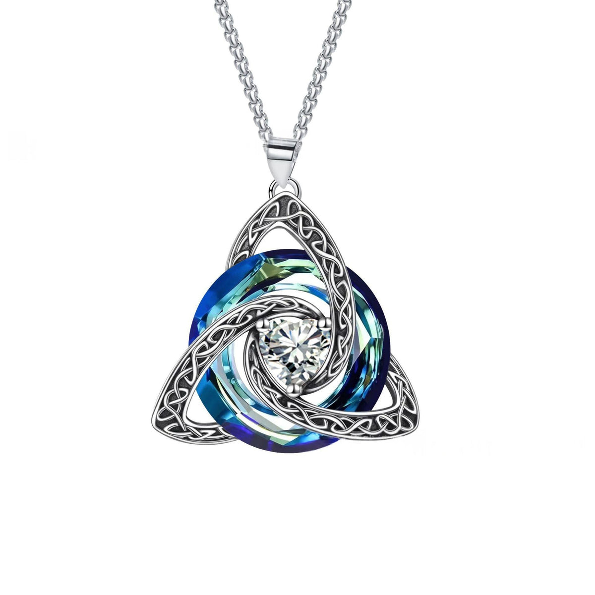 Witch-Knot Birthstone Necklace — Crystal Heart Pendant
