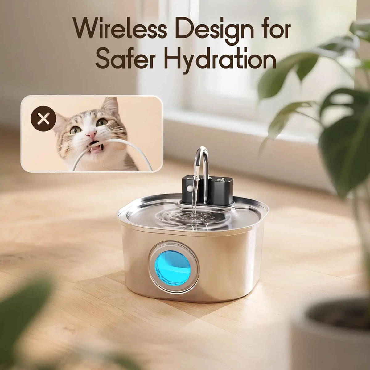 Wireless design with no cord for cats to chew