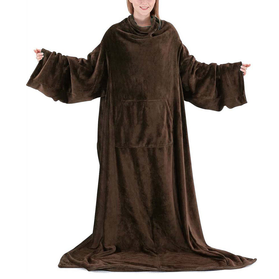 Cozy Wearable Blanket — Oversized Sleeved Throw with Giant Pocket