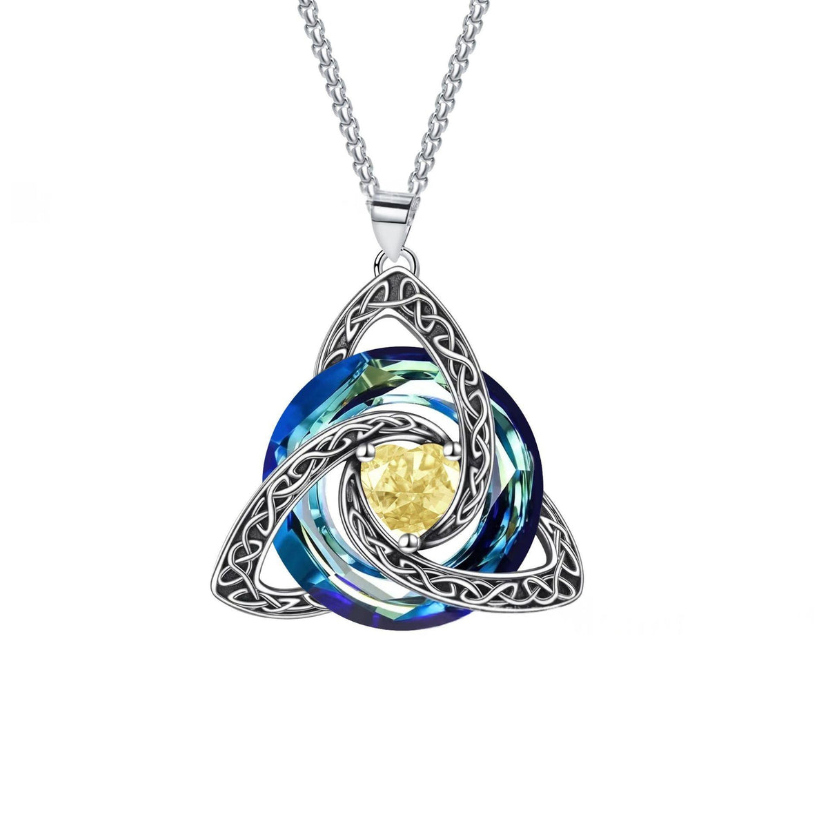 Witch-Knot Birthstone Necklace — Crystal Heart Pendant