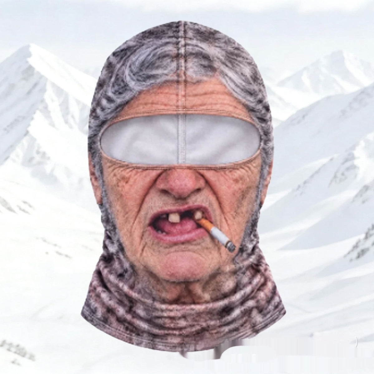 Old man face print balaclava, design 3