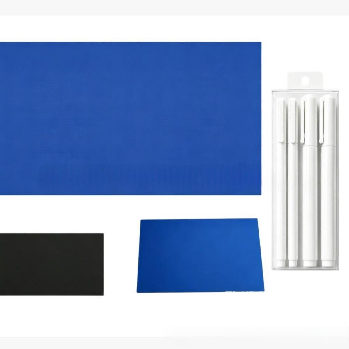 Mat plus 4 markers set: blueprint mat, black reverse and the pack of four white markers