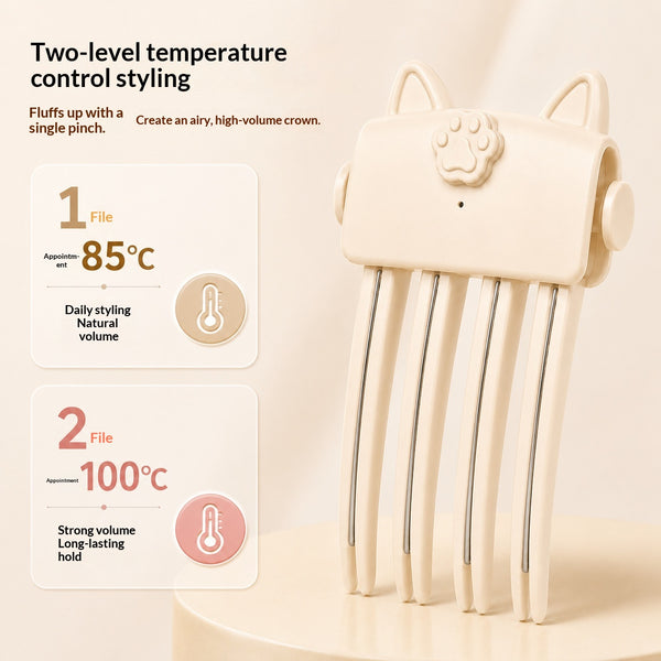 Heated root volumizer clip with two heat settings, 85°C and 100°C