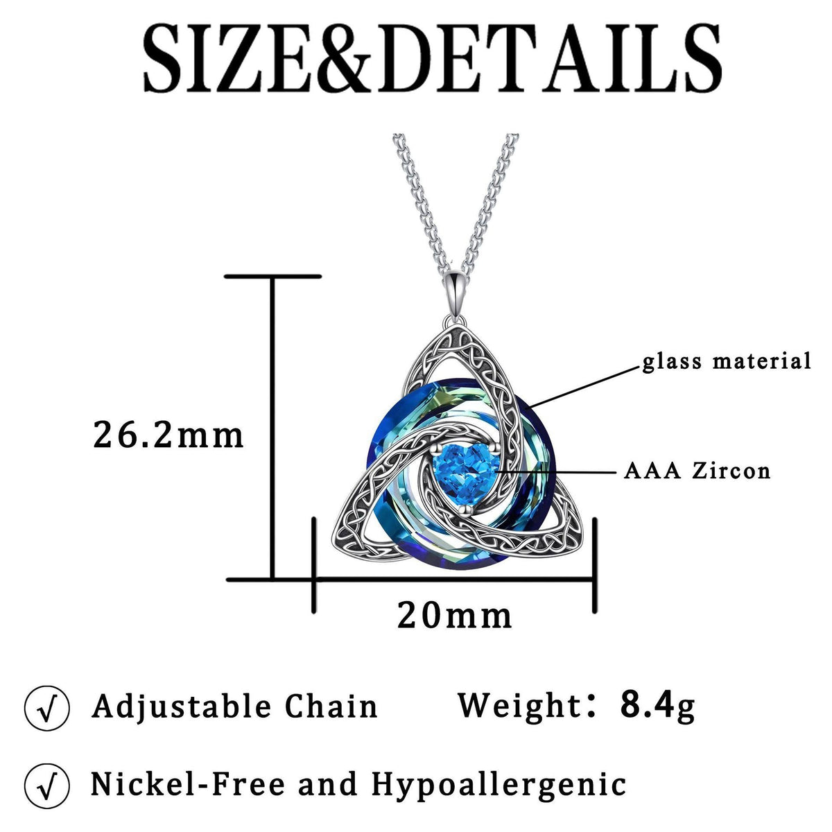 Witch-Knot Birthstone Necklace — Crystal Heart Pendant