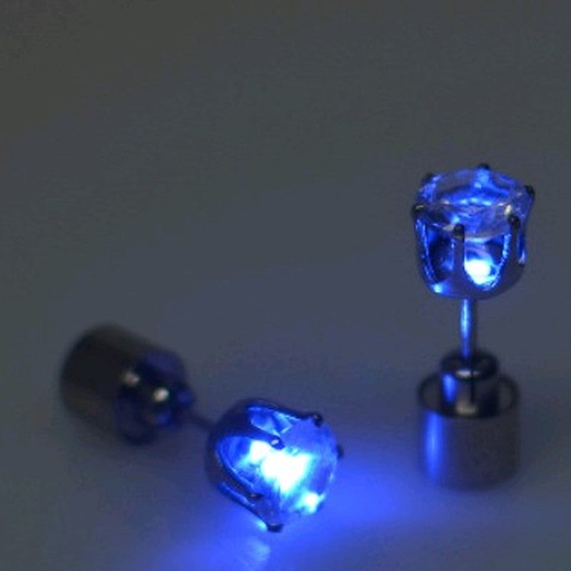Pair of blue light-up LED stud earrings