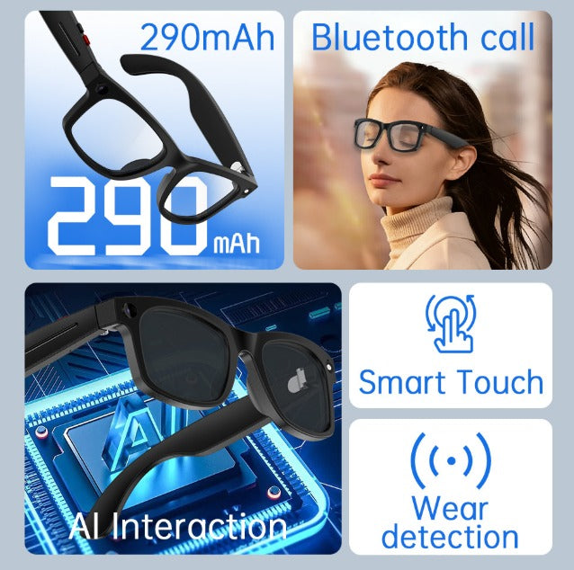 Smart AI Photo Glasses — 5MP Camera, AI Translation & Open-Ear Audio