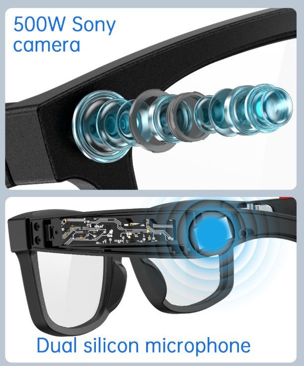 Smart AI Photo Glasses — 5MP Camera, AI Translation & Open-Ear Audio