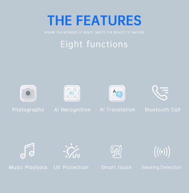 Smart AI Photo Glasses — 5MP Camera, AI Translation & Open-Ear Audio