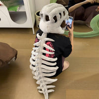 Dino Skeleton Head Hat — Plush T-Rex Skull Hat with Spine Tail 8