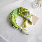 Magnetic Pearl Clasp Neckerchief — No-Tie Satin-Finish Square Neck Scarf 2
