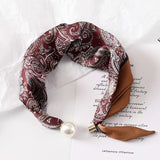 Magnetic Pearl Clasp Neckerchief — No-Tie Satin-Finish Square Neck Scarf 10