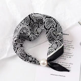 Magnetic Pearl Clasp Neckerchief — No-Tie Satin-Finish Square Neck Scarf 8