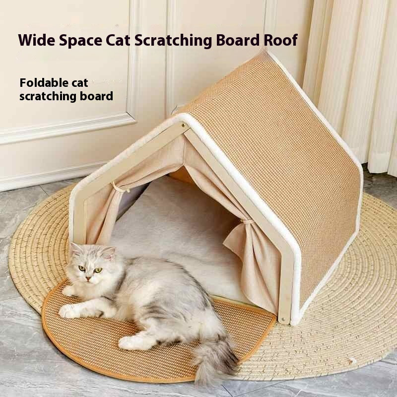 Wide space interior with scratching roof