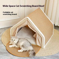 Sisal Cat Tent — Wood-Frame Cat House with Scratching Board Roof 7