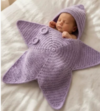 Crocheted Star-shaped Bodysuit Starfish Baby Sleeping Bag Newborn Baby Boy Girl Kids Cartoon Hooded Romper Jumpsuit Bodysuit Clothes Outfits Long Sleeve Playsuit Toddler One Piece Outfit 2