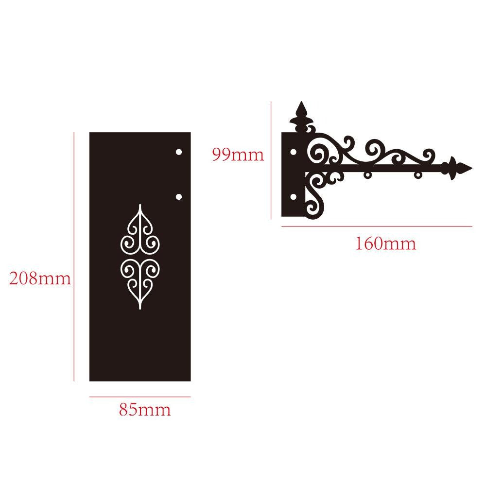Bookshelf insert dimensions: panel 208 x 85 mm, arm 160 x 99 mm