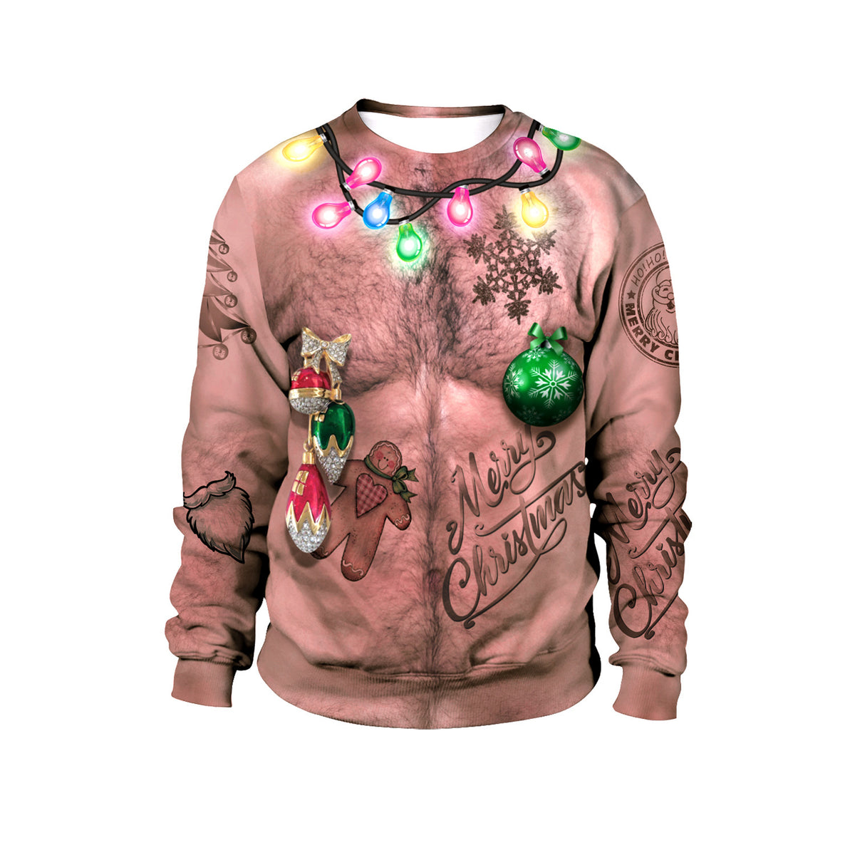 Ugly Christmas sweater, Hairy Chest Lights design