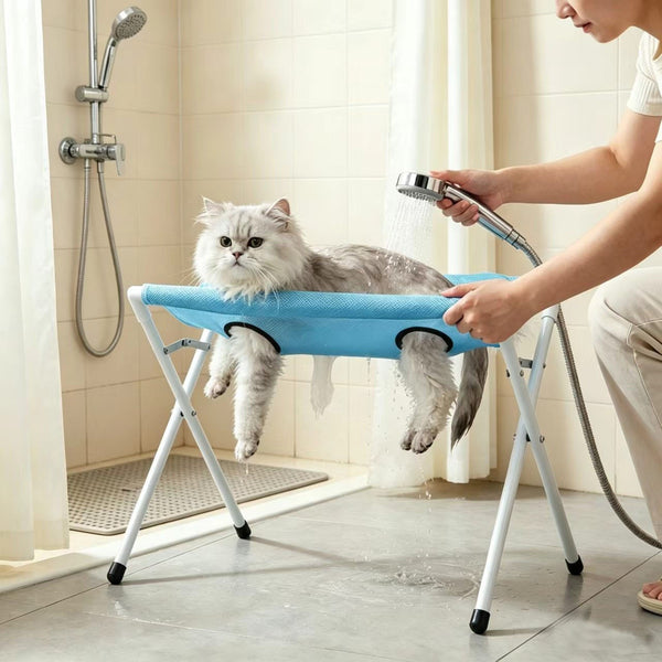 Pet Bath Hammock with Stand — No-Slip Grooming Sling for Dogs & Cats