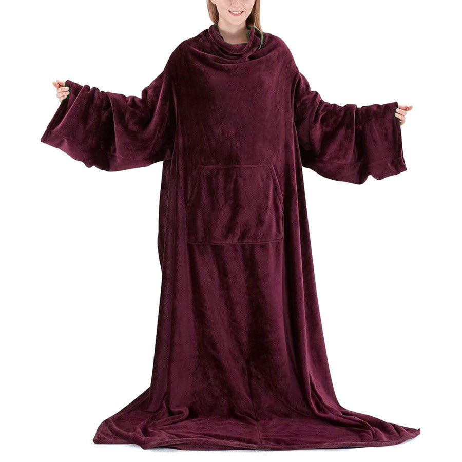 Cozy Wearable Blanket — Oversized Sleeved Throw with Giant Pocket