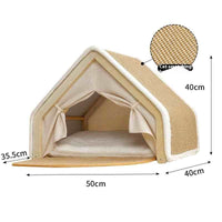 Sisal Cat Tent — Wood-Frame Cat House with Scratching Board Roof 8