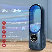 Portable USB Air Cooler Leafless Electric Fan Silent Timer Air Conditioner Cooling Fan Humidifier Conditioning Fan 11