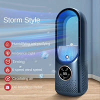 Portable USB Air Cooler Leafless Electric Fan Silent Timer Air Conditioner Cooling Fan Humidifier Conditioning Fan 7