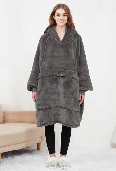 Cozy Heated Hoodie Blanket in Dark Gray
