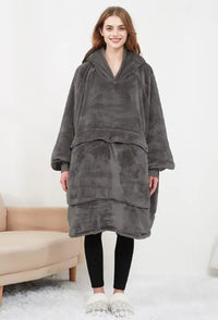 Cozy Heated Hoodie Blanket — USB Wearable Sherpa Blanket with Back Heating 4