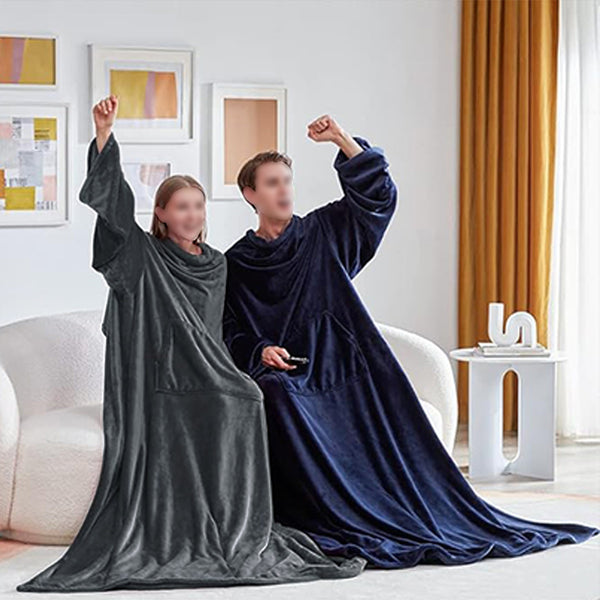 Cozy Wearable Blanket — Oversized Sleeved Throw with Giant Pocket