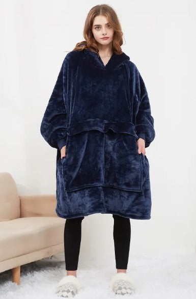 Cozy Heated Hoodie Blanket in New Navy Blue