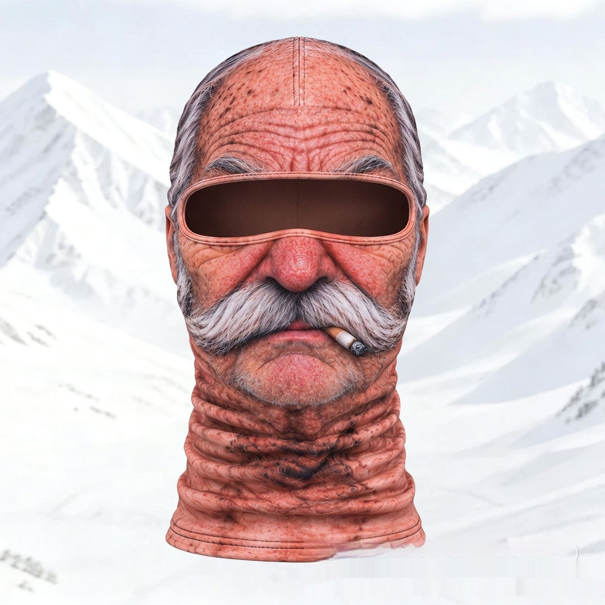 Old man face print balaclava, design 1
