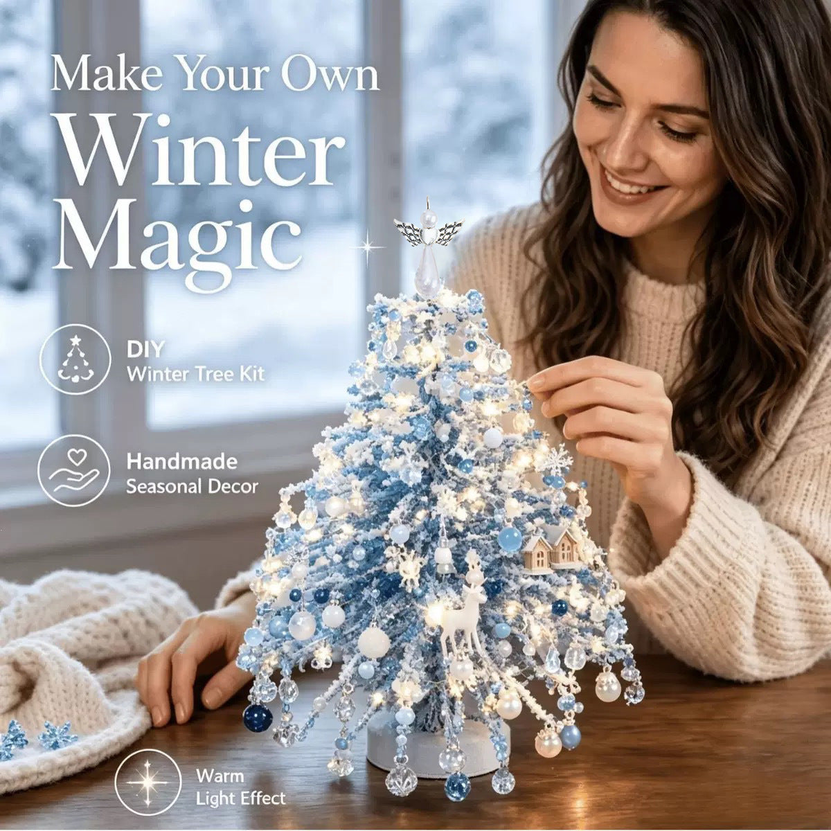Winter Wonderland blue and white beaded tree