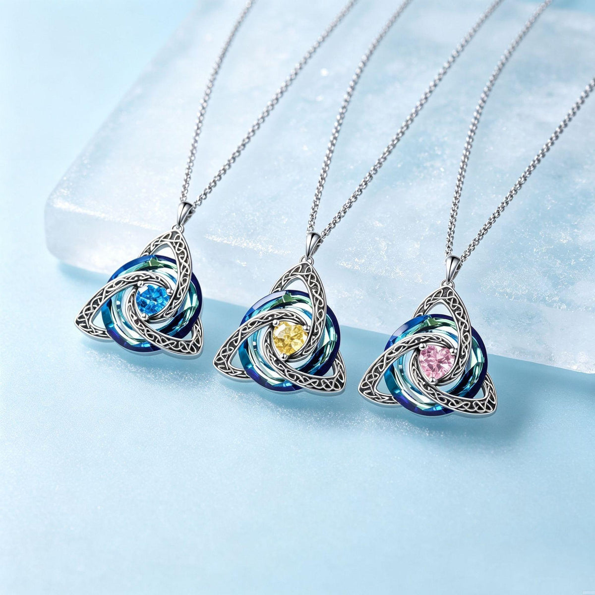 Witch-Knot Birthstone Necklace — Crystal Heart Pendant
