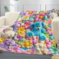 Cute Teddy Bear 3D-Look Throw Blanket — Soft & Colorful 3