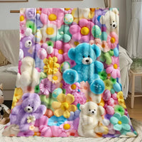 Cute Teddy Bear 3D-Look Throw Blanket — Soft & Colorful 5