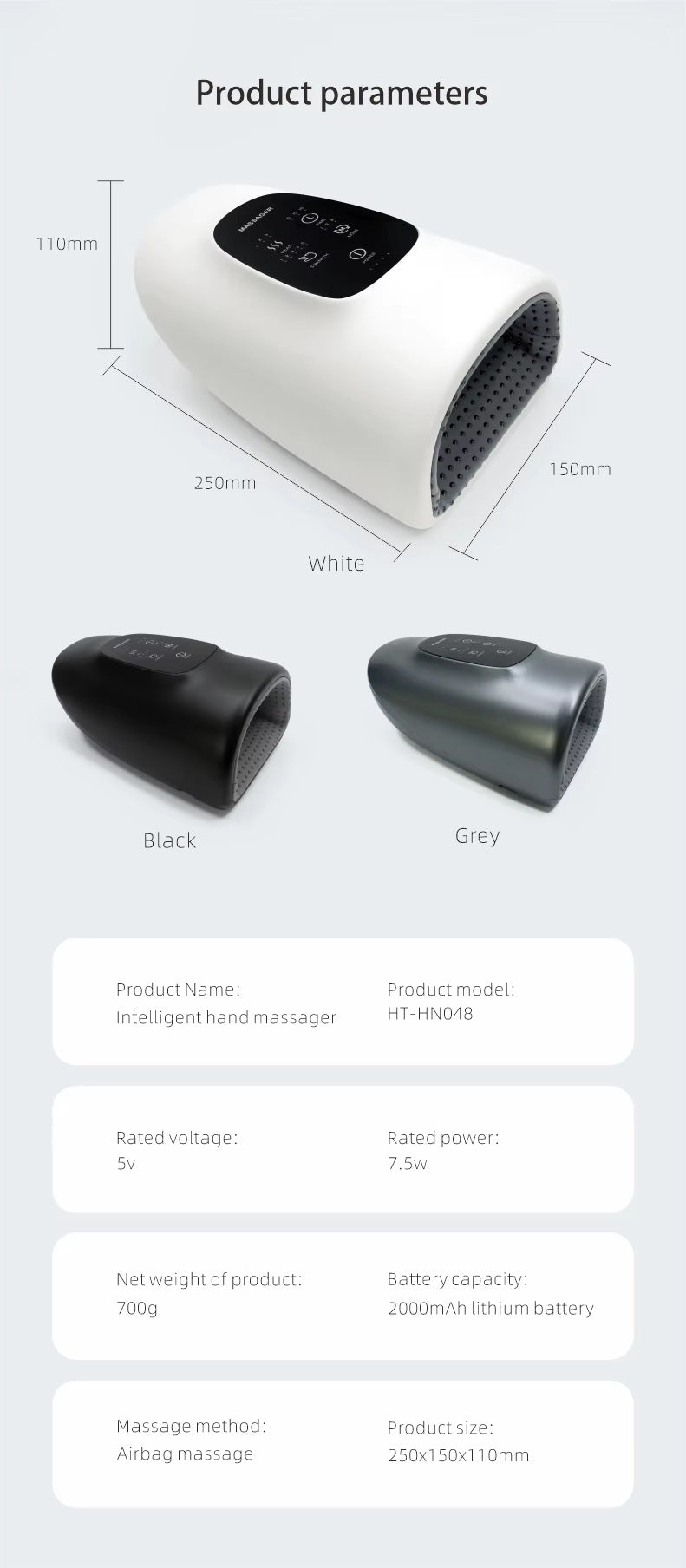 Product parameters