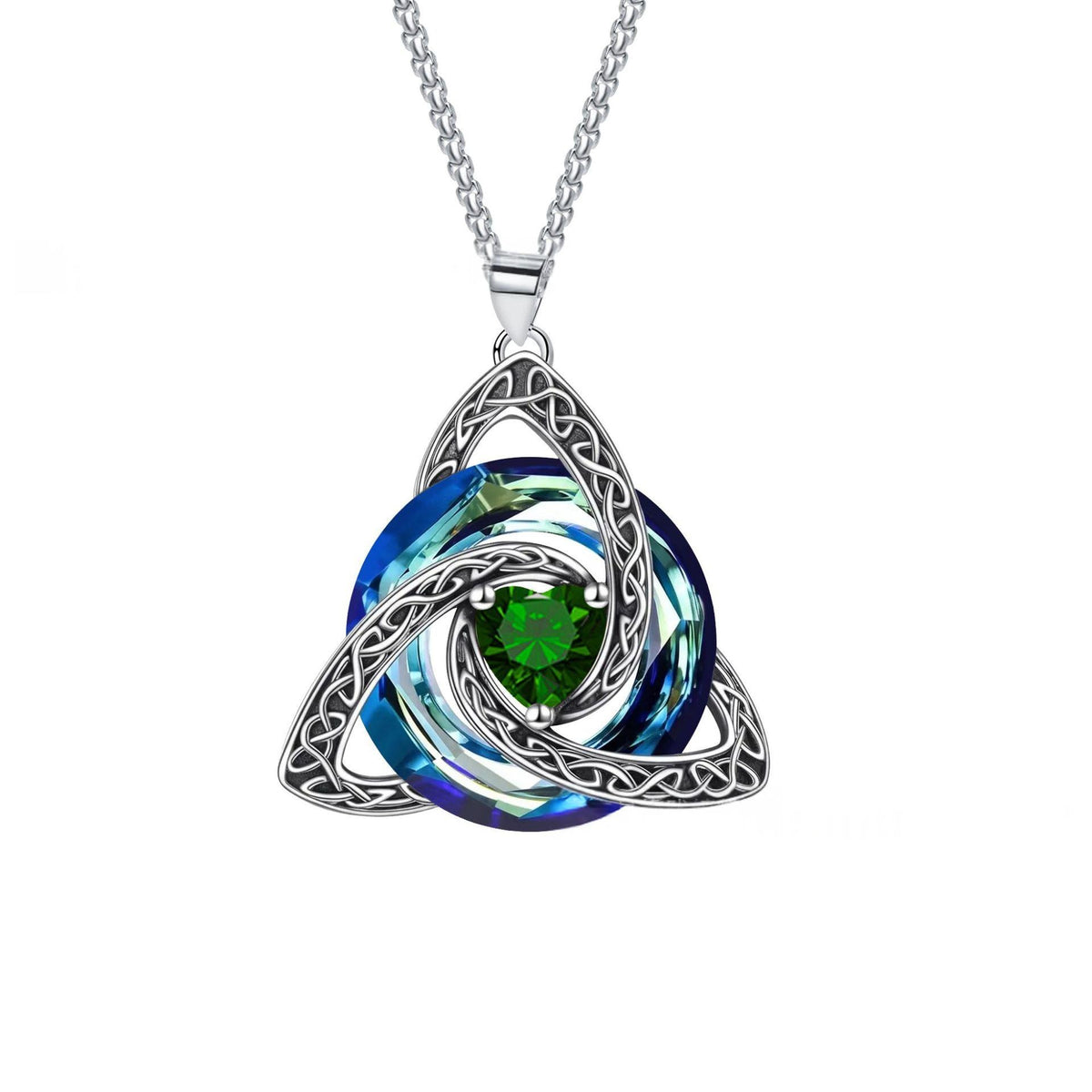 Witch-Knot Birthstone Necklace — Crystal Heart Pendant