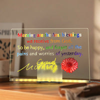 LED Acrylic Drawing Board DIY Erasable Luminous Writing Boards With Stand USB Plug Message Board With NightLight 9
