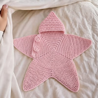 Crocheted Star-shaped Bodysuit Starfish Baby Sleeping Bag Newborn Baby Boy Girl Kids Cartoon Hooded Romper Jumpsuit Bodysuit Clothes Outfits Long Sleeve Playsuit Toddler One Piece Outfit 3