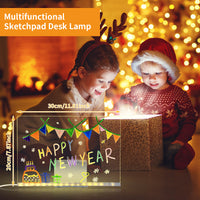 LED Acrylic Drawing Board DIY Erasable Luminous Writing Boards With Stand USB Plug Message Board With NightLight 7