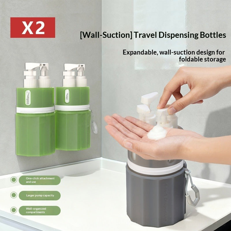 4-in-1 Travel Dispenser Bottle — Wall-Mount Collapsible Silicone