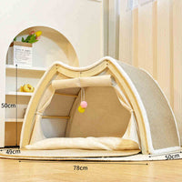 Sisal Cat Tent — Wood-Frame Cat House with Scratching Board Roof 10