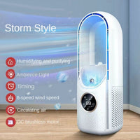 Portable USB Air Cooler Leafless Electric Fan Silent Timer Air Conditioner Cooling Fan Humidifier Conditioning Fan 9