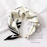 Magnetic Pearl Clasp Neckerchief — No-Tie Satin-Finish Square Neck Scarf 14