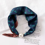 Magnetic Pearl Clasp Neckerchief — No-Tie Satin-Finish Square Neck Scarf 12